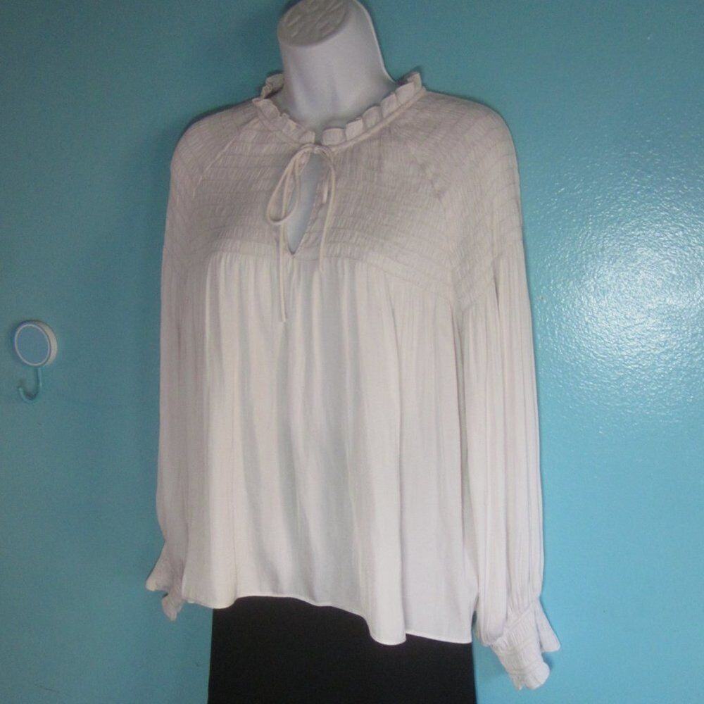 Current Air Los Angeles Womens Peasant Blouse Size XS  Off White Long Sleeve Top